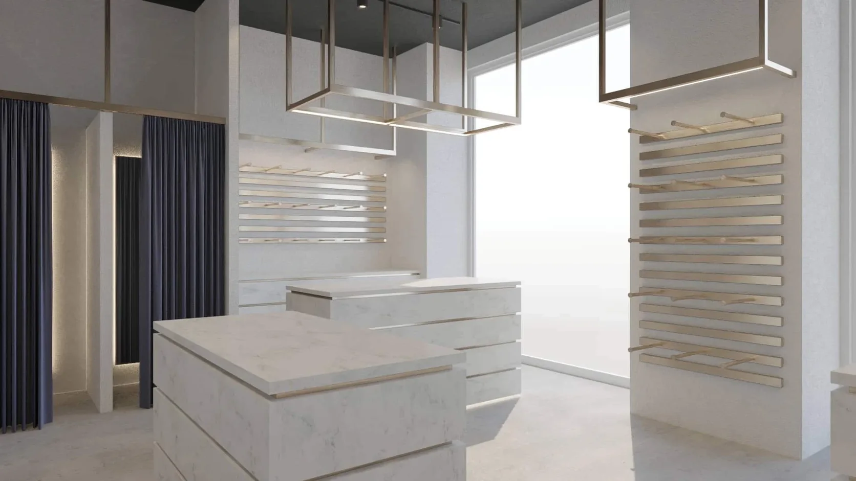 White reception counter in a fitted retail interior